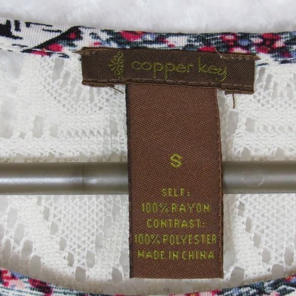 Copper Key Floral Sz Small BOHO Multicolor Shear Long Sleeve Blouse Top Shirt - Picture 3 of 8